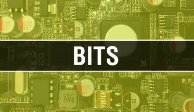 Teknoloji Anakart Dijital Sürtükleri. BITS ve Bilgisayar Devresi Elektronik Bilgisayar Donanım Teknolojisi Anakart Dijital Çip kavramı. BITS 'i entegre devre yaban domuzu ile kapat