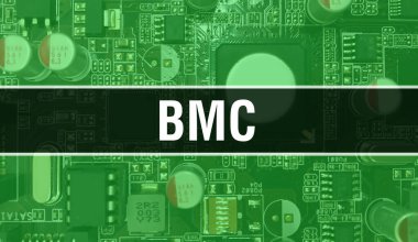 Teknoloji Anakart Dijital ile BMC. BMC ve Bilgisayar Devre Kurulu Elektronik Bilgisayar Donanım Teknolojisi Anakart Dijital Çip kavramı. BMC 'yi entegre devre yaban domuzu ile kapat