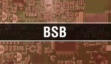 Elektronik Bilgisayar Donanım Teknolojisi geçmişi olan BSB. Elektronik Entegre Devre ve BSB ile soyut arkaplan. Elektronik Devre Kurulu. Bilgisayar Entegre Devre Domuzlu BSB