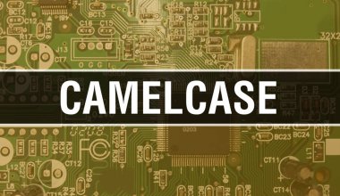 Elektronik Bilgisayar Donanım Teknolojisi geçmişi olan bir Camelcase. Elektronik Entegre Devre ve Deve Vakası ile soyut bir arkaplan. Elektronik Devre Kurulu. Bilgisayar Entegrasyonlu Camelcase
