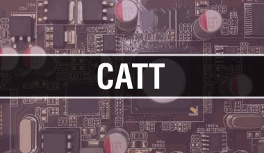 Entegre devre kartında elektronik bileşenleri olan CATT. Dijital Elektronik Bilgisayar Donanımı ve Güvenli Veri Kavramı. Bilgisayar anakart ve CATT. CATT Entegre Devre Domuzu
