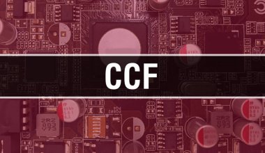 Circuit Board 'daki bilgisayar çipini kullanarak CCF konsepti çizimi. CCF, entegre devrelerin arka planlarını kapatıyor. Elektronik Bilgisayar Donanım Teknolojisi Anakart Dijital Çip arka grubunda CCF