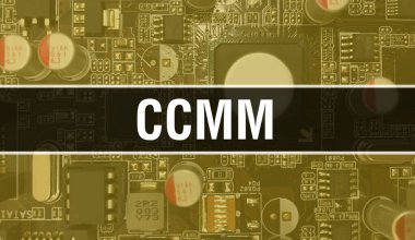 Circuit Board Electronic soyut teknoloji arka planında yazılan CCMM metni yazılım geliştiricisi ve Bilgisayar betiği. Entegre devrelerin CCMM konsepti. CCMM entegre devre ve direnç