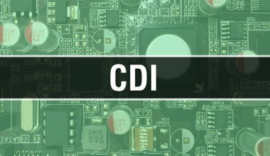 Yazılım geliştiricisi ve bilgisayar yazılımının elektronik soyut teknoloji arka planında CDI metni yazıldı. Entegre devrelerin CDI konsepti. CDI entegre devre ve direnç