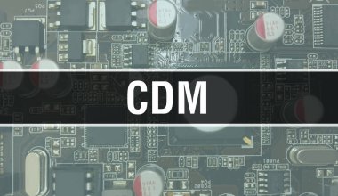 Entegre devre kartında elektronik bileşenleri olan CDM. Dijital Elektronik Bilgisayar Donanımı ve Güvenli Veri Konsepti. Bilgisayar anakart ve CDM. CDM Entegre Devre Domuzu
