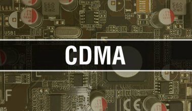 Devre kartında Elektronik Entegre Devre ile CDMA kavramı. Bilgisayar Çipi 'nin soyut teknoloji arka planında olduğu CDMA ve Chip entegre bir devrede kapanıyor. CDMA Arkaplanı
