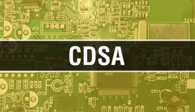 Elektronik Bilgisayar Donanım Teknolojisi geçmişi olan bir CDSA. Elektronik Entegre Devre ve CDSA ile soyut arkaplan. Elektronik Devre Kurulu. Bilgisayar Entegre Devre Domuzlu CDSA