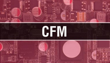Teknoloji Anakart Dijital ile CFM. CFM ve Bilgisayar Devre Kurulu Elektronik Bilgisayar Donanım Teknolojisi Anakart Dijital Çip kavramı. Entegre devre yaban domuzu ile CFM 'i kapat