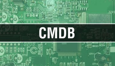 Elektronik Bilgisayar Donanım Teknolojisi geçmişi olan CMDB. Elektronik Entegre Devre ve CMDB ile soyut arkaplan. Elektronik Devre Kurulu. Bilgisayar Entegre Devre Domuzu ile CMDB