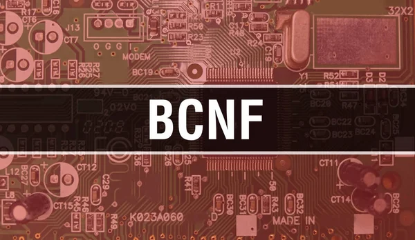 Bcnf Koncepció Számítógép Alaplapon Bcnf Szöveg Írt Technology Motherboard Digitális — Stock Fotó