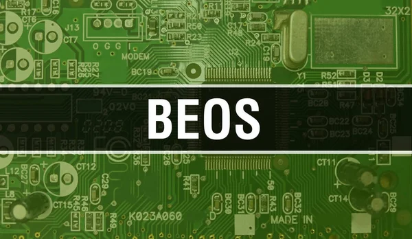 Beos Text Written Circuit Board Electronic Abstract Technology Background Software — Stock Photo, Image