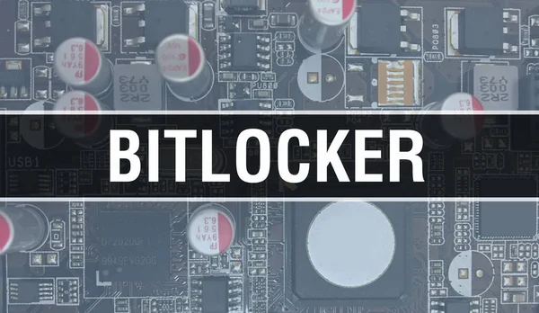 Εικόνα Έννοιας Bitlocker Χρησιμοποιώντας Τσιπ Υπολογιστών Στον Πίνακα Κυκλωμάτων Bitlocker — Φωτογραφία Αρχείου