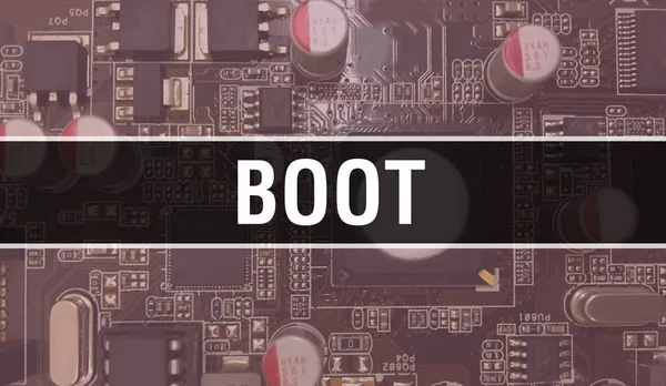 Boot Elektronicznym Sprzętem Komputerowym Tła Technologii Abstrakcyjne Tło Elektronicznym Układem — Zdjęcie stockowe