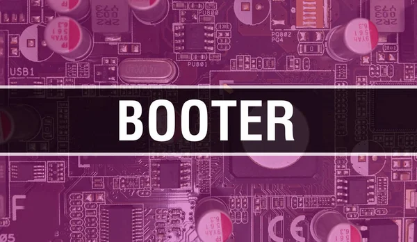 Koncepcja Booter Płytą Główną Komputera Tekst Booter Napisany Technologii Płyta — Zdjęcie stockowe