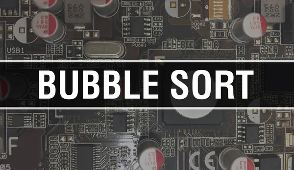 Bubble Sortuj Koncepcję Elektronicznym Układem Scalonym Płytce Drukowanej Bubble Sort — Zdjęcie stockowe