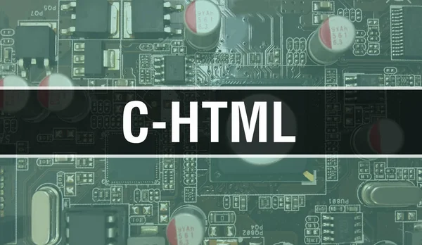集積回路基板上に電子部品を搭載したC Html背景デジタル電子計算機ハードウェアとセキュアデータコンセプト コンピュータマザーボードとC Html Html集積回路 — ストック写真
