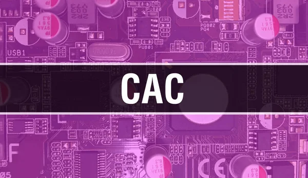 Cac Concept Met Electronic Integrated Circuit Printplaat Cac Met Computer — Stockfoto