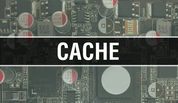 Cache Technológia Alaplap Digitális Cache Computer Circuit Board Elektronikus Számítógép — Stock Fotó