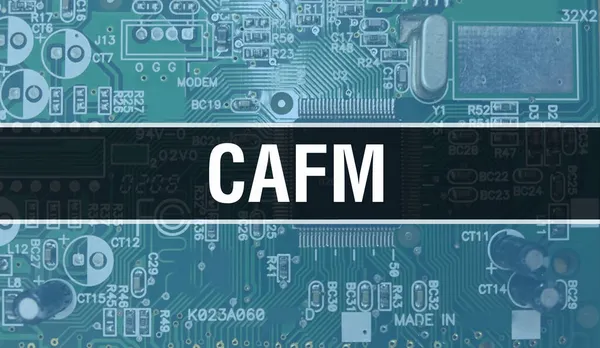 Koncepcja Cafm Płytą Główną Komputera Tekst Cafm Napisany Technologii Płyta — Zdjęcie stockowe
