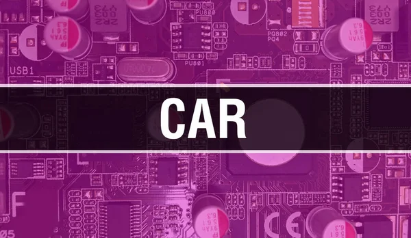 Концепція Car Електронним Інтегрованим Циркулем Платі Мікросхем Car Computer Chip — стокове фото