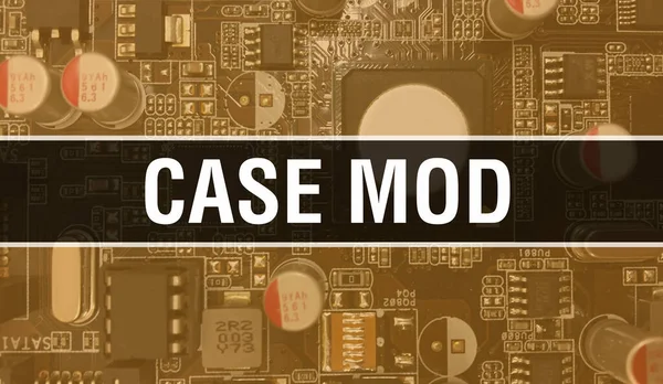 Case Mod Tekst Napisany Płycie Obwodu Elektroniczny Abstrakcyjny Tło Technologii — Zdjęcie stockowe