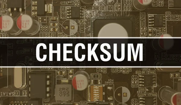 Checksum Szöveget Írt Circuit Board Elektronikus Elvont Technológiai Háttér Szoftverfejlesztő — Stock Fotó