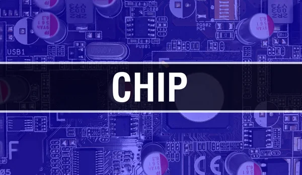 Chipkonzept Mit Elektronischer Integrierter Schaltung Auf Leiterplatte Chip Computer Chip — Stockfoto