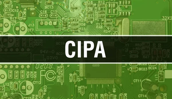 電子計算機ハードウェア技術の背景を持つCipa 電子集積回路とCipaを用いたアブストラクト背景 電子回路基板 Cipaとコンピュータ集積回路ボール — ストック写真