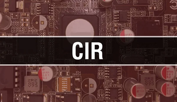 计算机芯片在电路板上的Cir概念图 Cir闭合集成电路板背景 电子计算机硬件技术的Cir主板数字芯片背衬 — 图库照片