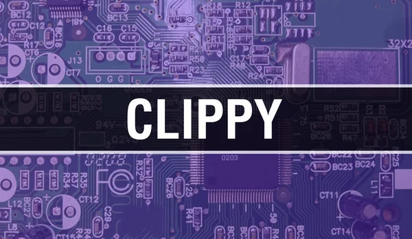 일렉트로닉 컴퓨터 하드웨어 기술을 기반으로 Clippy 일렉트로닉 리피의 추상적 컴퓨터 — 스톡 사진