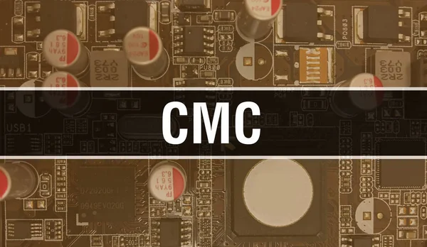Cmc Technology Motherboard Digital Cmc和计算机电路板电子计算机硬件技术主板数字芯片的概念 闭路Cmc与集成电路野猪 — 图库照片