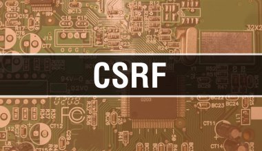 Elektronik Bilgisayar Donanım Teknolojisi geçmişi olan CSRF. Elektronik Entegre Devre ve CSRF ile soyut bir arkaplan. Elektronik Devre Kurulu. Bilgisayar Entegre Devre Domuzu ile CSRF