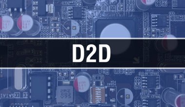 Devre Tahtası Elektronik soyut teknoloji arka planında yazılmıştı yazılım geliştiricisi ve Bilgisayar betiği. D2D entegre devre konsepti. D2D entegre devre ve direnç