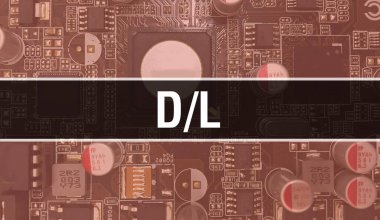 Devre Panosundaki Bilgisayar Çipi 'ni kullanarak konsept illüstrasyonu. D / L entegre devre levha arkaplanını kapat. Elektronik Bilgisayar Donanım Teknolojisi Anakart Dijital Çip arka grubunda D / L