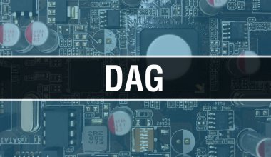 DAG metni yazılım geliştiricisi ve bilgisayar yazılımının Elektronik soyut teknoloji arka planında yazıldı. Entegre devrelerin DAG konsepti. DAG entegre devre ve direnç
