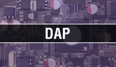 Elektronik bileşenleri entegre devre kartı BackGround.Dijital Elektronik Bilgisayar Donanımı ve Güvenli Veri Konsepti ile DAP. Bilgisayar anakart ve DAP. DAP Entegre Devre Domuzu