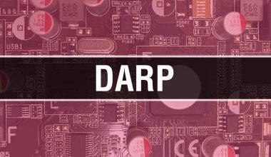 Devre kartında Elektronik Entegre Devre ile DARP kavramı. Bilgisayar Çipi 'nin soyut teknoloji arka planında olduğu ve Chip' in entegre devrede olduğu DARP. DARP Arka Gruplandırması