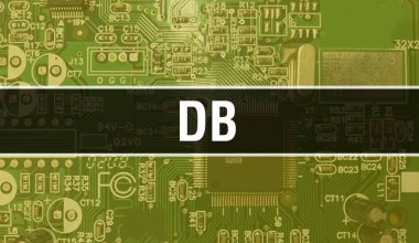 Elektronik Bilgisayar Donanım Teknolojisi geçmişi olan bir ceset. Elektronik Entegre Devre ve DB ile soyut bir arkaplan. Elektronik Devre Kurulu. Bilgisayar Entegre Devre Domuzlu DB