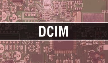 DCIM with Electronic Computer Hardware technology background. Abstract background with Electronic Integrated Circuit and DCIM. Electronic Circuit Board. DCIM with Computer Integrated Circuit Boar clipart