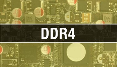Teknoloji Anakart Dijital ile DDR4. DDR4 ve Bilgisayar Devre Kurulu Elektronik Bilgisayar Donanım Teknolojisi Anakart Dijital Çip kavramı. Tümleşik devre yaban domuzu ile DDR4 'ü kapat