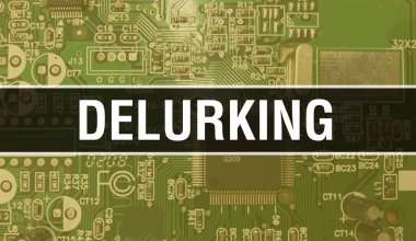 Elektronik Bilgisayar Donanım Teknolojisi geçmişi ile delüzyon. Elektronik Entegre Devre ve Delurking ile soyut bir arkaplan. Elektronik Devre Kurulu. Bilgisayar Entegrasyonu ile Siliniyor