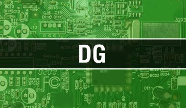 Elektronik Bilgisayar Donanım Teknolojisi geçmişi olan bir DG. Elektronik Entegre Devre ve DG ile soyut bir arkaplan. Elektronik Devre Kurulu. Bilgisayar Entegre Devre Domuzlu DG