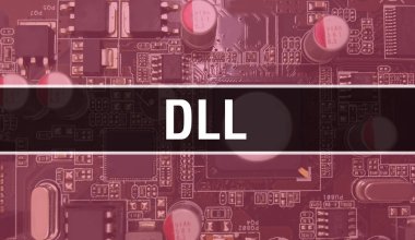 Entegre devre kartında elektronik bileşenleri olan DLL. Dijital Elektronik Bilgisayar Donanımı ve Güvenli Veri Konsepti. Bilgisayar ana kartı ve DLL. DLL Entegre Devre Domuzu