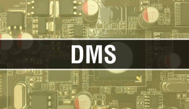 Entegre devre kartında elektronik bileşenleri olan DMS. Dijital Elektronik Bilgisayar Donanımı ve Güvenli Veri Konsepti. Bilgisayar ana kartı ve DMS. DMS Entegre Devre Domuzu