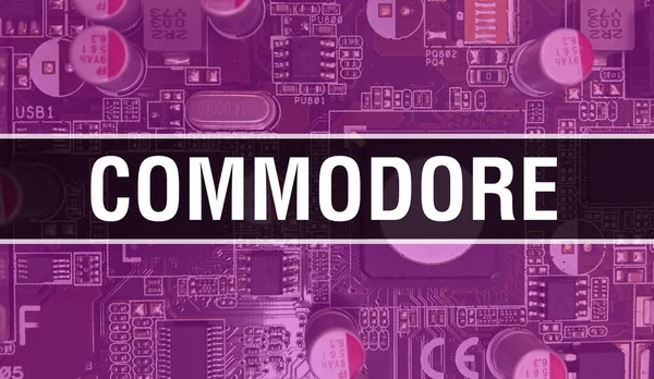 Commodore Concept Met Elektronisch Geïntegreerd Circuit Printplaat Commodore Met Computer — Stockfoto