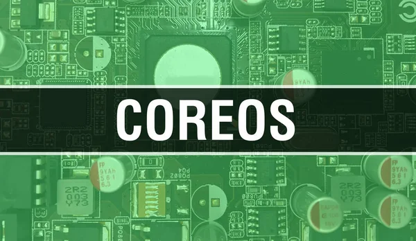 Koncepce Coreos Ilustrace Pomocí Computer Chip Obvodové Desce Coreos Close — Stock fotografie