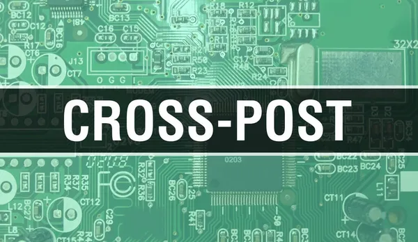 Cross Post Com Tecnologia Hardware Computador Eletrônico Fundo Fundo Abstrato — Fotografia de Stock