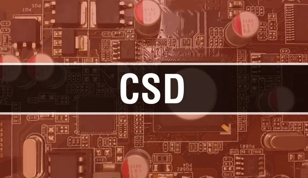 可持续发展委员会 Csd 其电子元件在集成电路板背板上的应用 电脑主板和Csd Csd集成电路板 — 图库照片