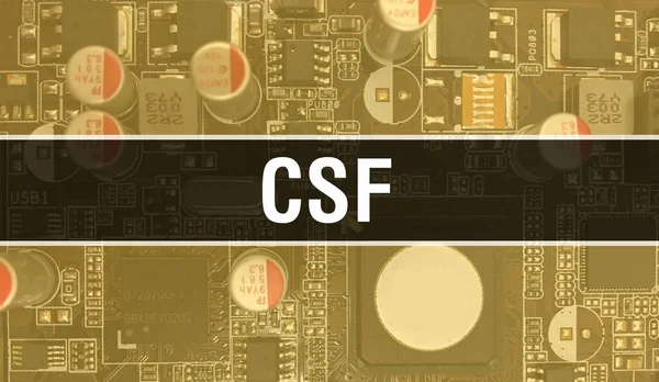 Teknoloji anakart dijitali ile beyin omurilik sıvısı. CSF ve Bilgisayar Devre Kurulu Elektronik Bilgisayar Donanım Teknolojisi Anakart Dijital Çip kavramı. Tümleşik devre yaban domuzu ile omurilik sıvısını kapat