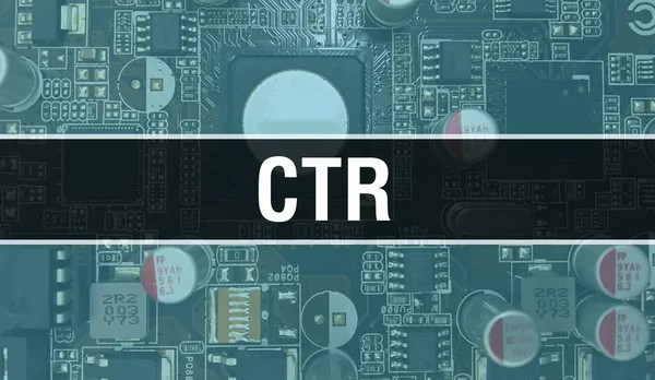 Ctr 삽화는 컴퓨터칩을 사용하는 것이다 Ctr 집적회로 배경을 닫았어요 Ctr — 스톡 사진